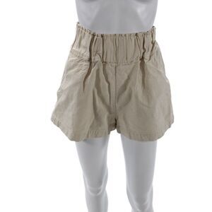 The Line Unisex Beige Cotton Blend Solid Beach Shorts Size S